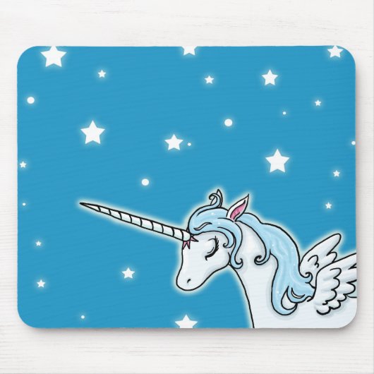 Blauwe en witte Pegasus Unicorn Muismat (Voorkant)