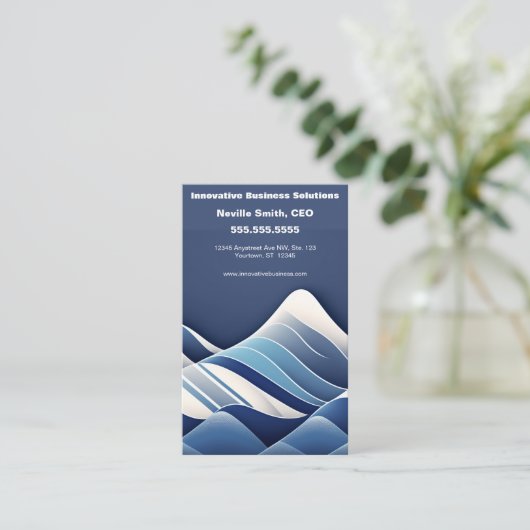 Blauwe en witte Pinnacle Mountain Peaks Visitekaartje (Staand voorkant)