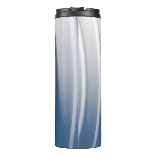 Blauwe en witte plastic verpakking thermosbeker (Achterkant)