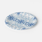 Blauwe en witte platte platte duinen papieren bordje (Gekanteld)