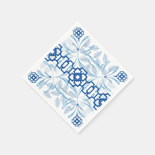 Blauwe en witte platte platte duinen servet (Hoek)