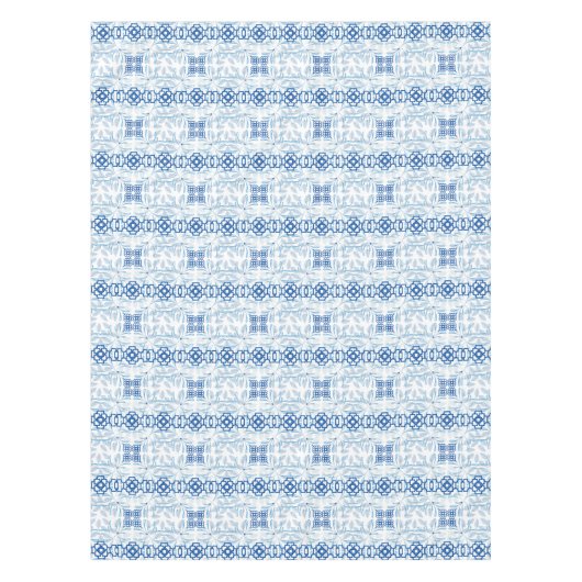 Blauwe en witte platte platte duinen tafelkleed (Voorkant)