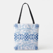 Blauwe en witte platte platte duinen tote bag (Achterkant)