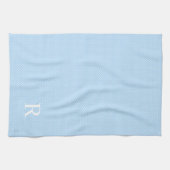 Blauwe en witte poka Dot Monogrammed Theedoek (Horizontaal)