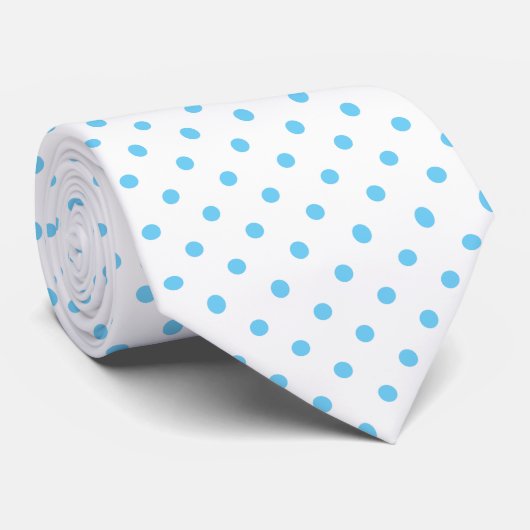 Blauwe en witte poka Dot Necktie Stropdas (Opgerold)
