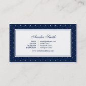 Blauwe en witte poka Dot Red Ribbon Social Media Visitekaartje (Achterkant)