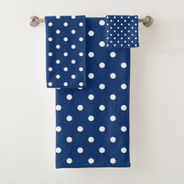 Blauwe en witte poka Dots Bad Handdoek
