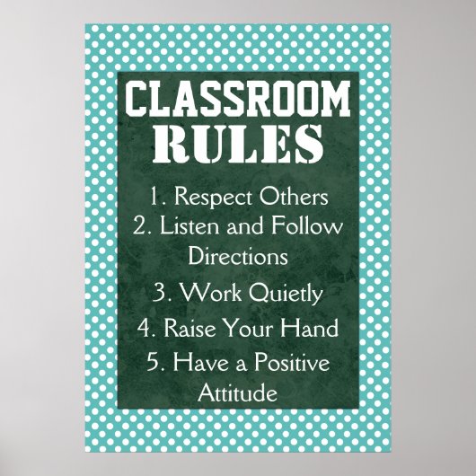 Blauwe en witte poka Dots Classroom Rules Poster (Voorkant)