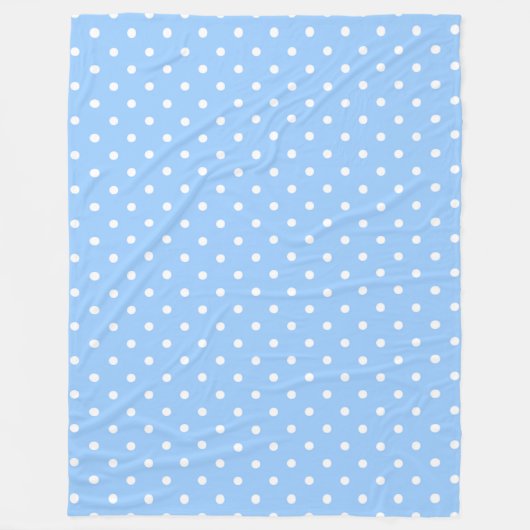 Blauwe en witte poka Dots Fleece Deken (Voorkant)