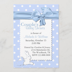 Blauwe en witte poka dots met Baby shower van koni Kaart