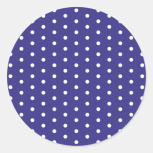 Blauwe en witte poka vlek grote cadeautas ronde sticker