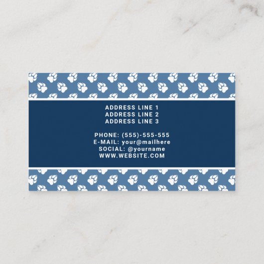 Blauwe en witte pokken met uw eigen fotodierenarts visitekaartje (Achterkant)