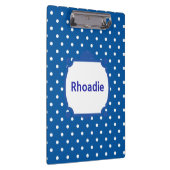  Blauwe en Witte Polka Dots Klembord (Rechts)