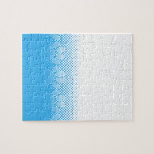 Blauwe En Witte Pootafdrukken Met Krantenpapier Ac Legpuzzel (Horizontaal)