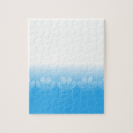 Blauwe En Witte Pootafdrukken Met Krantenpapier Ac Legpuzzel (Verticaal)