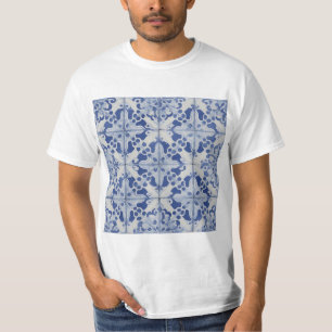 Blauwe en witte Portugese Tegel T-shirt