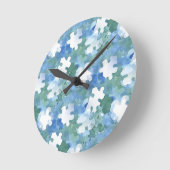 Blauwe en witte puzzel ronde klok (Hoek)