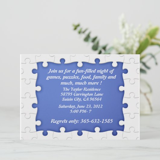 Blauwe en witte Puzzle Lijst Kaart (Staand voorkant)