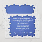 Blauwe en witte Puzzle Lijst Kaart (Voorkant / Achterkant)