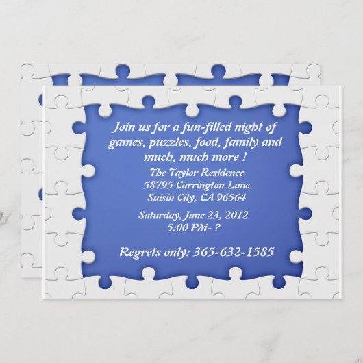 Blauwe en witte Puzzle Lijst Kaart (Voorkant / Achterkant)