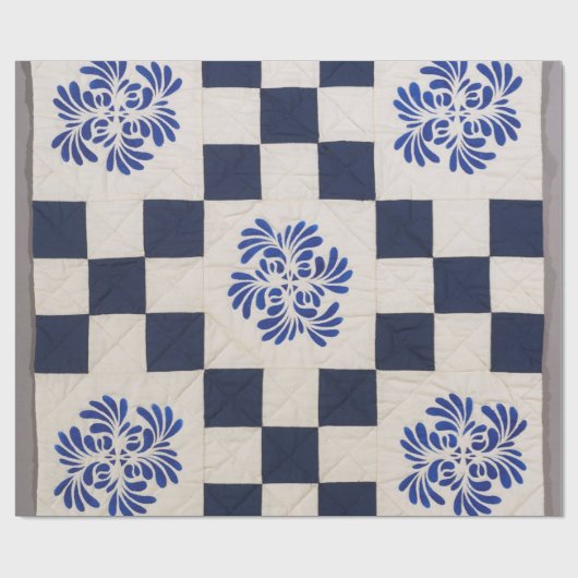 Blauwe en witte quilt cadeaupapier (Vlak)