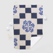 Blauwe en witte quilt golfhanddoek (Insitu)