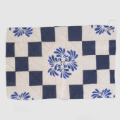 Blauwe en witte quilt golfhanddoek (Horizontaal)