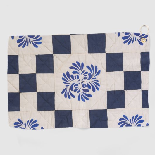 Blauwe en witte quilt golfhanddoek (Horizontaal)