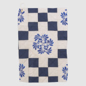 Blauwe en witte quilt golfhanddoek (Voorkant)