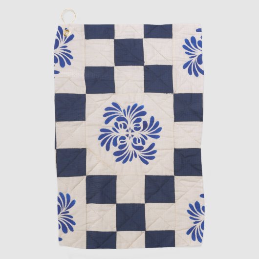 Blauwe en witte quilt golfhanddoek (Voorkant)