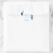 Blauwe en witte ronde bruiloft Dank je wel Ronde Sticker (Tas)