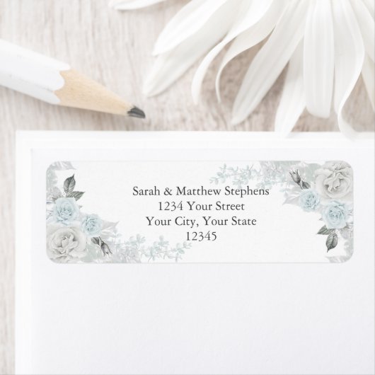 blauwe en witte rozen etiket (Insitu)