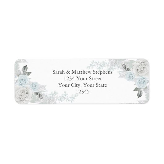 blauwe en witte rozen etiket (Voorkant)