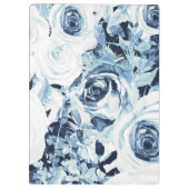Blauwe en witte rozen Glam Modern Floral Klembord (Achterkant)