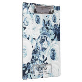 Blauwe en witte rozen Glam Modern Floral Klembord (Rechts)