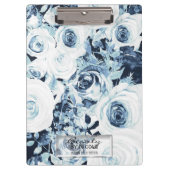Blauwe en witte rozen Glam Modern Floral Klembord (Voorkant)