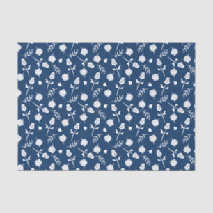  blauwe en witte rozen Rosebud Floral Print Tissuepapier