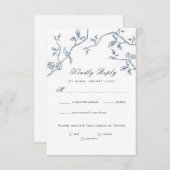 Blauwe en witte RSVP-kaart Kaart (Voorkant / Achterkant)