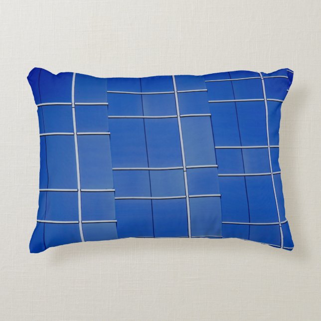 Blauwe en witte ruiten accent kussen (Voorkant)