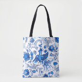 Blauwe en witte Russische versiering Tote Bag (Voorkant)