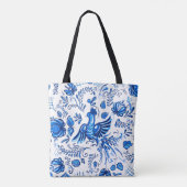 Blauwe en witte Russische versiering Tote Bag (Achterkant)