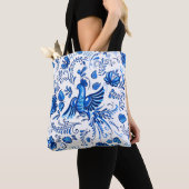 Blauwe en witte Russische versiering Tote Bag (Dichtbij)