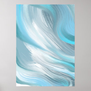 Blauwe en witte samenstelling Abstract Poster
