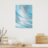 Blauwe en witte samenstelling Abstract Poster (Keuken)