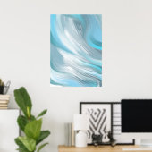 Blauwe en witte samenstelling Abstract Poster (Thuiskantoor)