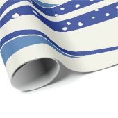 Blauwe en witte sardines strepen cadeaupapier (Rol Hoek)