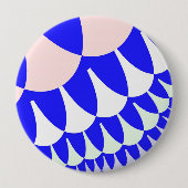 Blauwe en witte schaaltjes ronde button 4,0 cm (Voorkant)