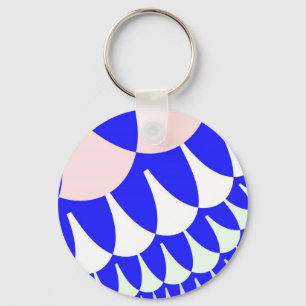 Blauwe en witte schaaltjes sleutelhanger