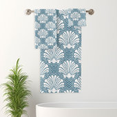 Blauwe en Witte Schelp Bad Handdoek