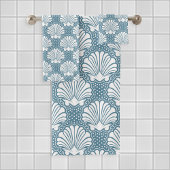 Blauwe en Witte Schelp Bad Handdoek